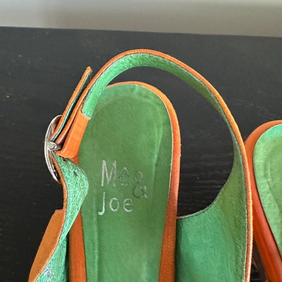 Orange sling-back with fun striped wedge heel-Size 8 - Picture 5 of 6